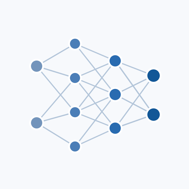 Abstract network of connected blue nodes representing vision-language model processing
